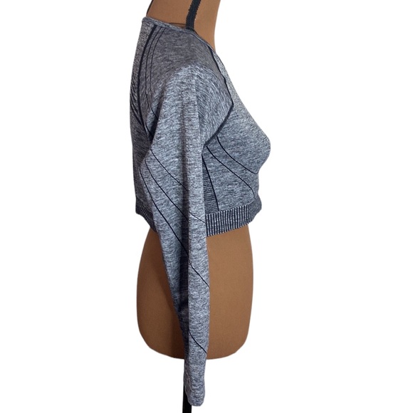 Gymshark hyper-amplify seamless long sleeve crop top in black marl size L - Picture 4 of 11